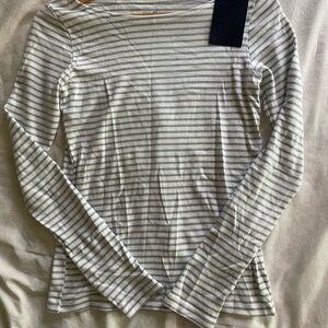 Brandy Melville White and Blue Long Sleeve Shirt
